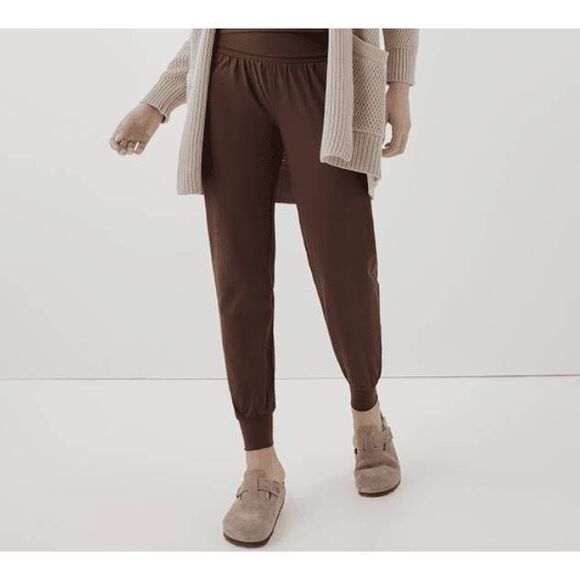 Pact Brown Organic Cotton Foldover Waist Joggers - Picture 1 of 5